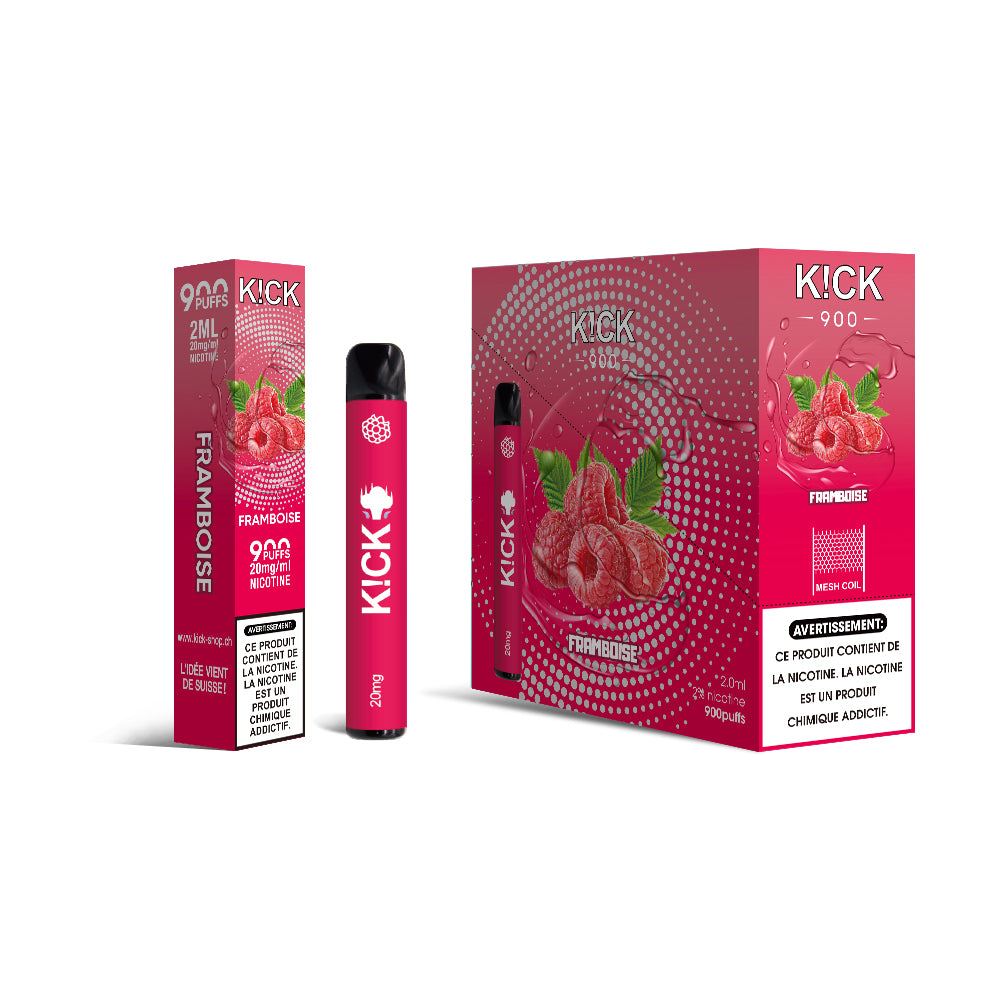 Cartouche K!CK - 10pcs Framboise 900 puffs 20 mg