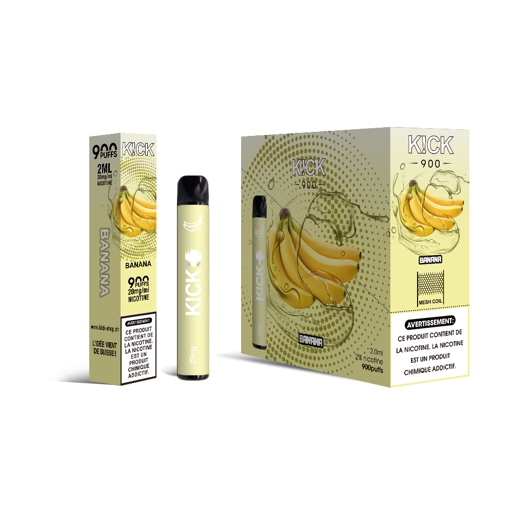 Cartouche K!CK - 10pcs Banana (Banane) 900 puffs 20 mg