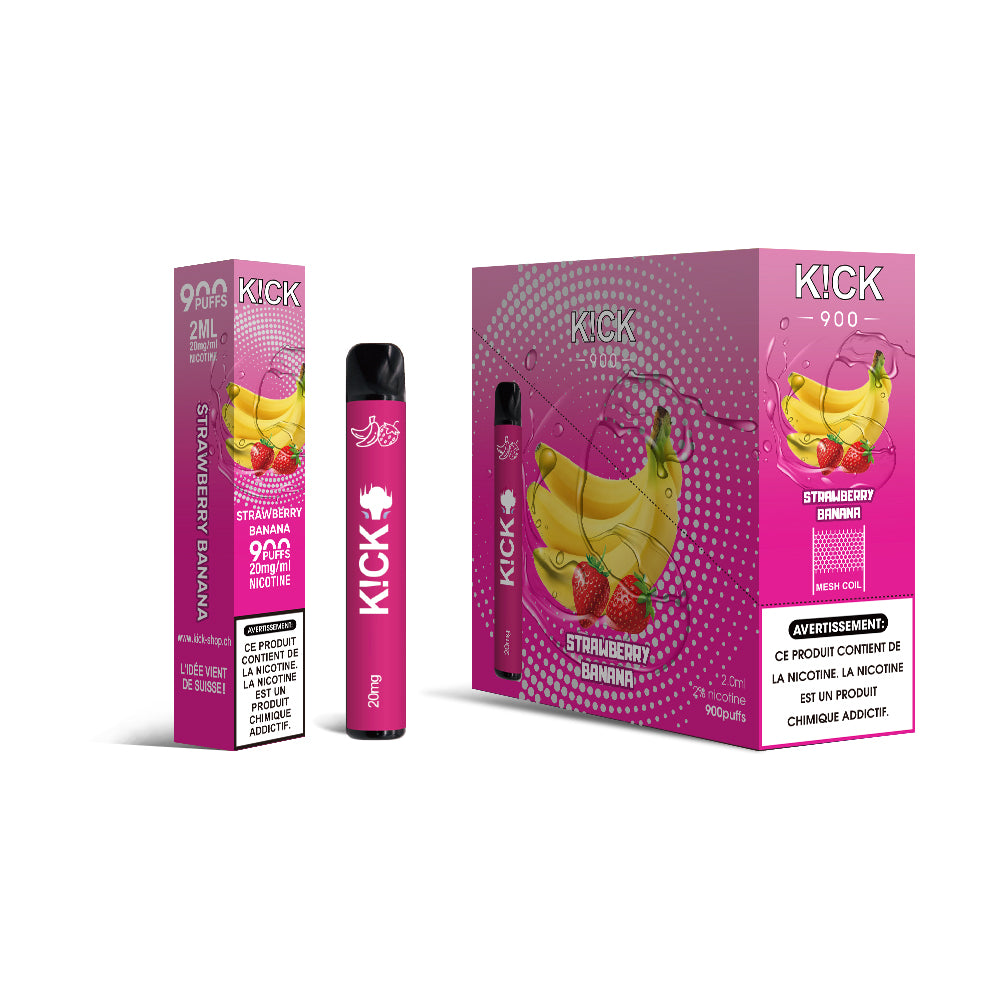 Cartouche K!CK - 10pcs Fraise Banana (Fraise Banane) 900 puffs 20 mg