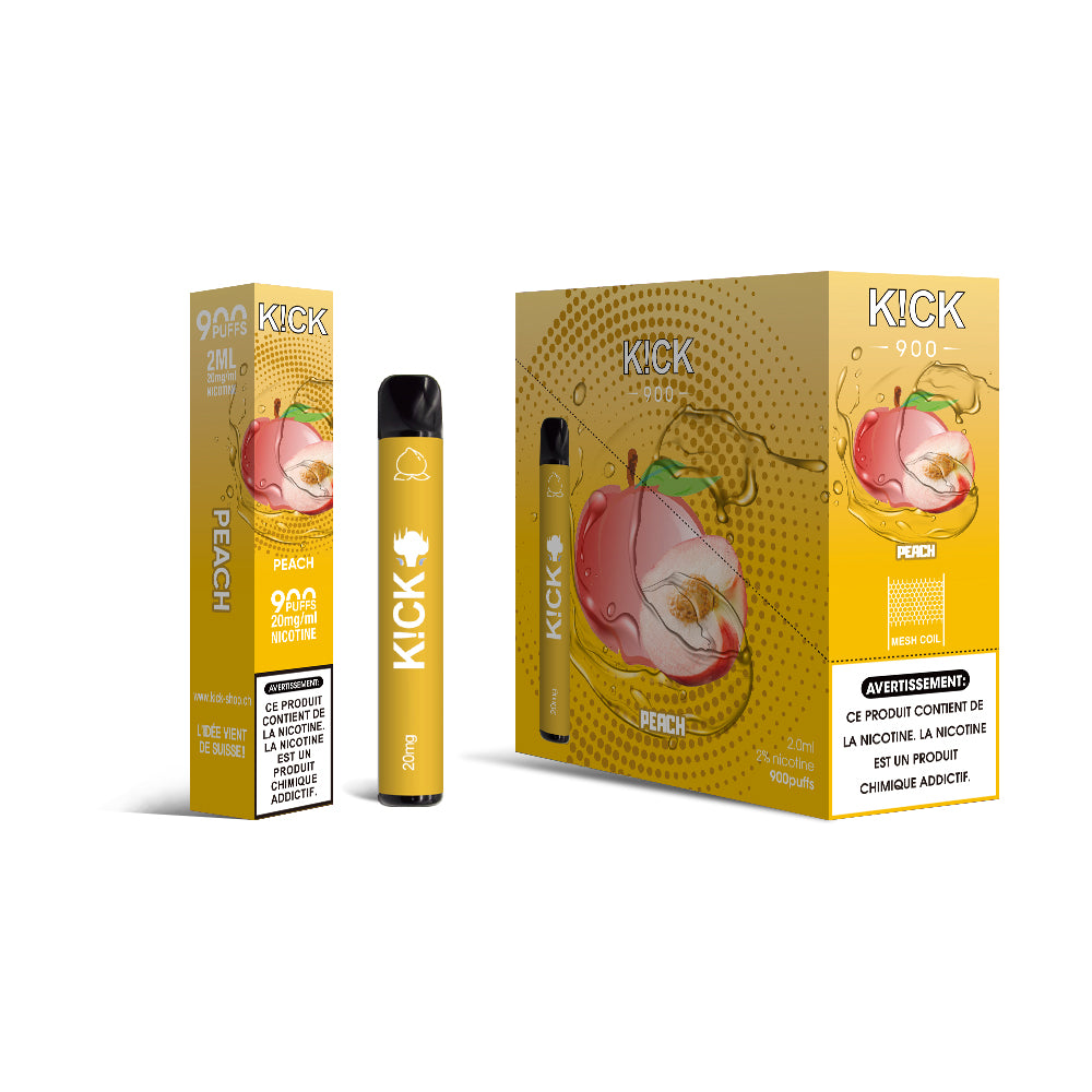 Cartouche K!CK - 10pcs Peach (pêche) 900 puffs 20 mg