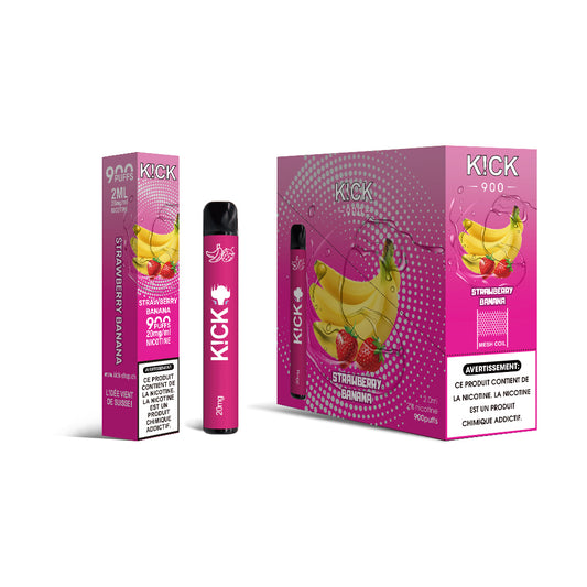 Cartouche K!CK - 10pcs Fraise Banana (Fraise Banane) 900 puffs 20 mg