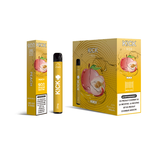 Cartouche K!CK - 10pcs Peach (pêche) 900 puffs 20 mg