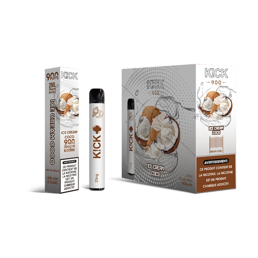 Cartouche K!CK - 10pcs Ice Cream Coco (Noix Coco Crème) 900 puffs 20 mg